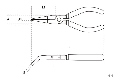Extra-Long Bent Flat Knurled Nose Pliers Bi-Material Handles 160mm Length - Beta Tools 1164BM 160 - Image 2