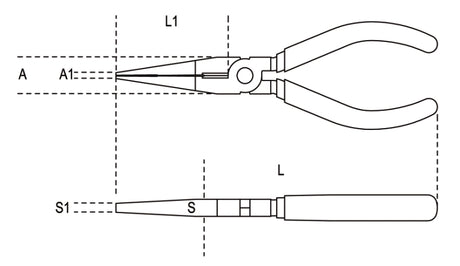 Extra-Long Needle Knurled Nose Pliers Chrome-Plated Bi-Material Handles 160mm Length - Beta Tools 1166BM 160 - Image 2