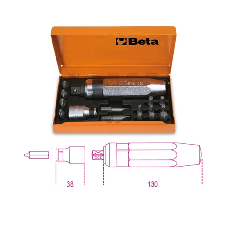 Impact Screwdriver with 14 Insets and Socket Holder - Beta Tools 1295/C14 - Image 1