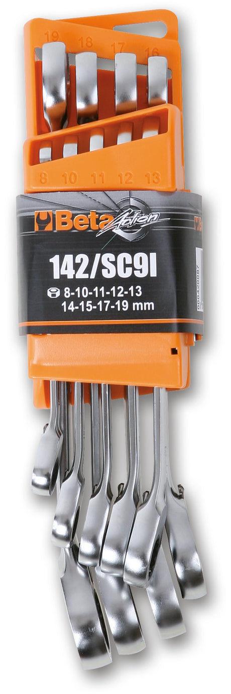 Reversible Ratcheting Combination Spanner Wrench Set with Compact Support 8mm - 19mm (9 Pieces) - Beta Tools 142/SC9I - Image 2