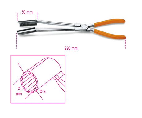 Curved Long Nose Spark-Plug Pliers 15 Min 14mm - Beta Tools 1474L - Image 1