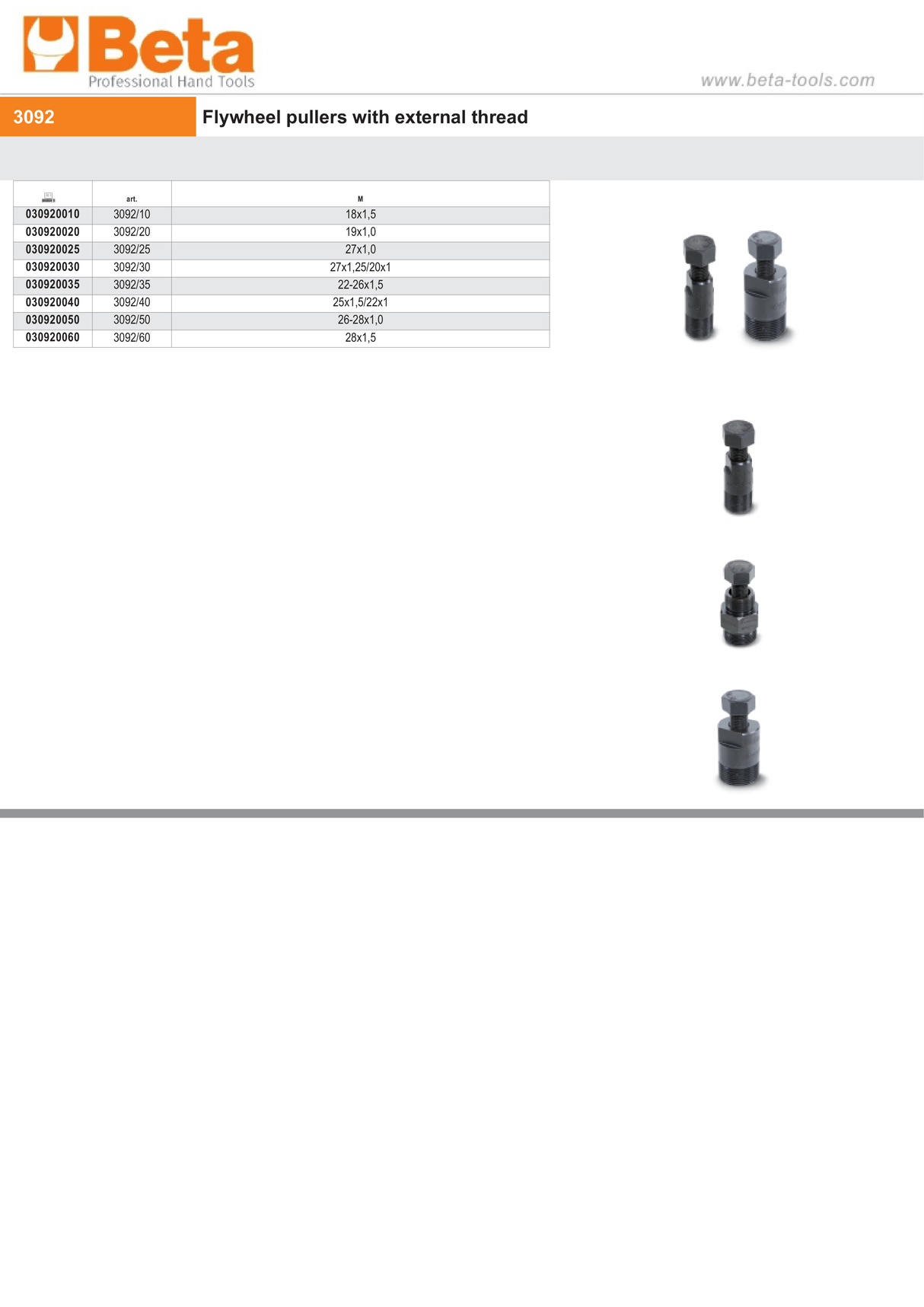 Flywheel Puller with External Thread M27x1.25/20x1.0 - Beta Tools 3092/30 - Image 5