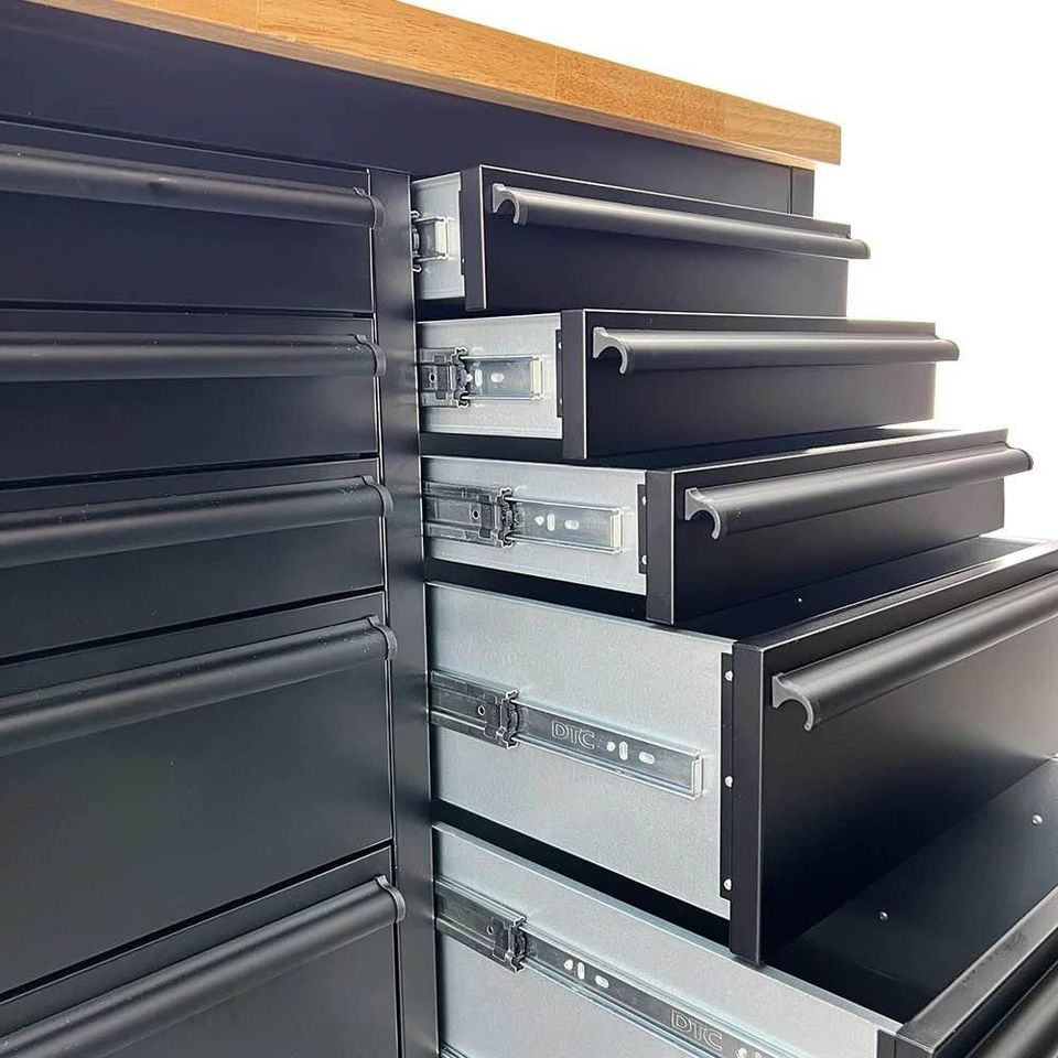 72" Matte Black Powder-Coated Steel 15-Drawer Tool Chest