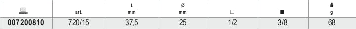 Impact Adaptor, 1/2" Female to 3/8" Male Drives, 37.5mm Length - Beta Tools 720/15 - Image 3