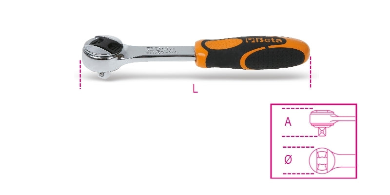 Reversible Ratchet, 1/4" Drive, 48 Teeth, 125mm Length - Beta Tools 900/55 - Image 3