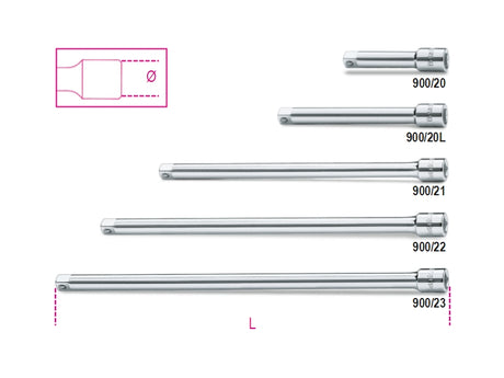 Extension Bar, 1/4" Female to Male Drive, 100mm Length - Beta Tools 900/20L - Image 1
