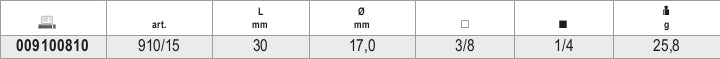 Adaptor 3/8" Female to 1/4" Male Driver 30mm - Beta Tools 910/15 - Image 3