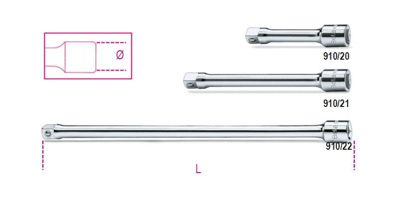 3/8" Drive Extension Bar 250mm - Beta Tools 910/22 - Image 1