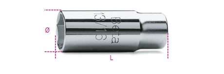 1/2" Square Drive Spark Plug Socket Chrome-Plated Hexagon End 17.8mm - Beta Tools 956C 17,8 - Image 1