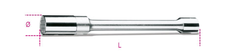 1/2" Square Drive Spark Plug Socket Bi-Hex Long Series 17.8mm - Beta Tools 956L 17,8 - Image 1