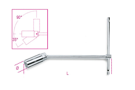 T-Handle Spark Plug Wrench with Swivelling Socket 20.8mm - Beta Tools 957 20,8 - Image 1