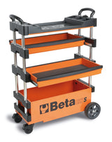 Folding Tool Trolley for Outdoor Jobs, 2 Drawers, 990x390x700mm, Centralized Lock, 160mm Fixed Castors - Beta Tools C27S-R - Image 1