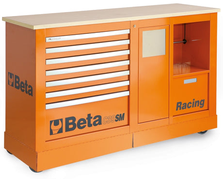 Special Mobile Roller Cabinet Racing SM Type with 7-Drawer Module and Service Module - Beta Tools C39SM-R - Image 1
