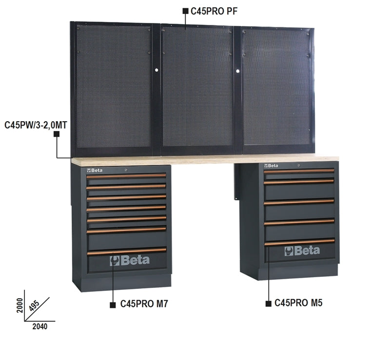 Workbenches with Wood Worktop, Drawers, and Tool Panels - BetaC45PRO C45PRO BPW-2,0 - Image 5