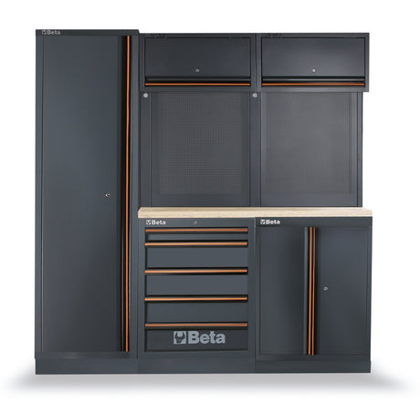 Workshop Equipment Combination with Wood Worktop, Drawers, Tool Panels, and Cabinets - BetaC45PRO C45PRO BW - Image 1