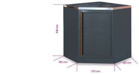 Lower Corner Module with Stainless Steel Worktop and Storage for Workshop - BetaC45PRO C45PRO CAI/X - Image 2
