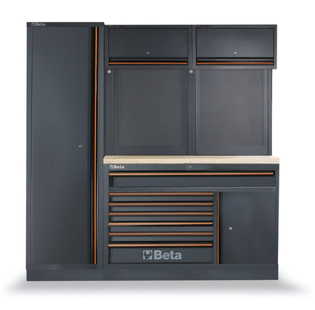 Workshop Equipment Combination with Wood Worktop, Drawers, Tool Panels, and Cabinets - BetaC45PRO C45PRO EW - Image 1