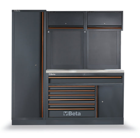 Workshop Equipment Combination with Stainless Steel Worktop, Drawers, Tool Panels, and Cabinets - BetaC45PRO C45PRO EX - Image 1
