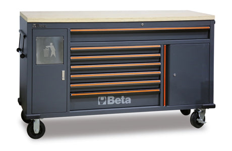 Work Station Roller Cab with 7 Drawers and Built-In Waste Bin - BetaC45PRO C45PRO MWS/W - Image 1
