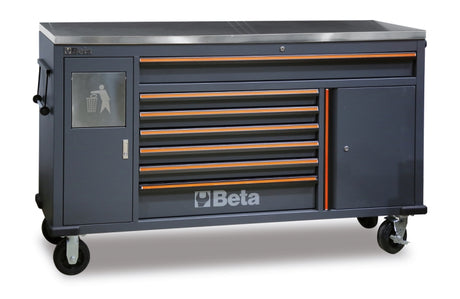Work Station Roller Cab with 7 Drawers and Built-In Waste Bin - BetaC45PRO C45PRO MWS/X - Image 1
