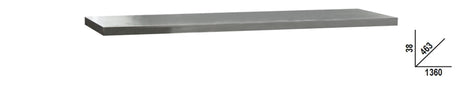 Stainless Steel Coated MDF Worktop 1360x463x38mm for Workbench - BetaC45PRO C45PX/2-1,3MT - Image 1