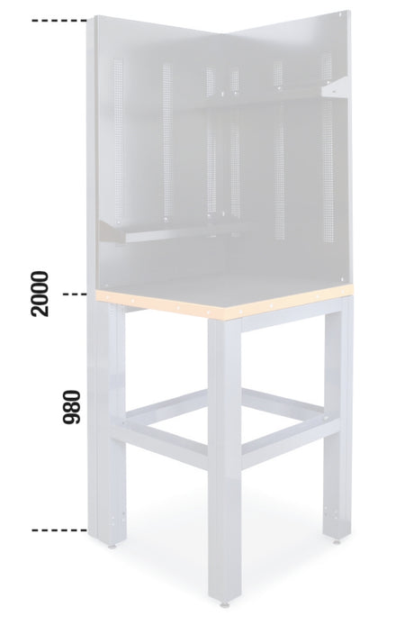 Self-Supporting Complete Corner Worktop, 700x700mm, with Tool Wall Systems and Fixing Shelves - BetaRSC55 C55AC-O - Image 2