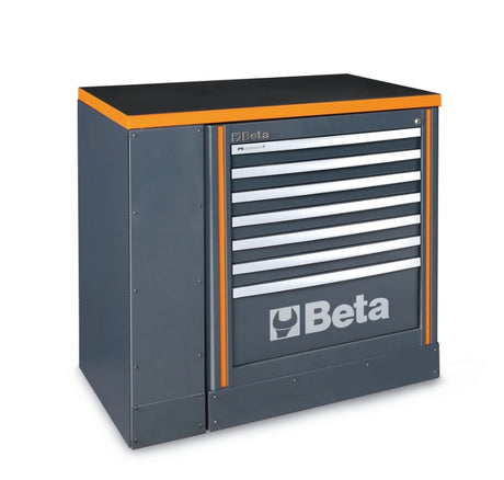 Workbench 1m with 7-Drawer Fixed Module, Shockproof PVC Worktop, Adjustable Feet, 1024x700mm - BetaRSC55 C55BG/1 - Image 1