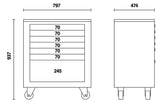 Mobile Roller Cabinet with 7 Drawers, Ball Bearing Slides, Central Lock, 588x367mm Drawers, 100mm Castors - BetaRSC55 C55C7 - Image 3