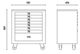 Roller Cabinet Module with 8 Drawers, Ball Bearing Slides, Central Lock, 588x367mm Drawers, 100mm Castors - BetaRSC55 C55C8 - Image 3