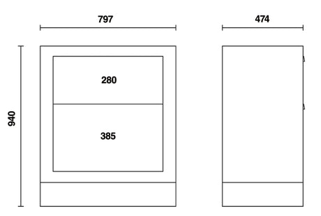 Fixed Module with 2 Drawers, Ball Bearing Slides, Central Lock, 588x367mm Drawers - BetaRSC55 C55M2 - Image 2