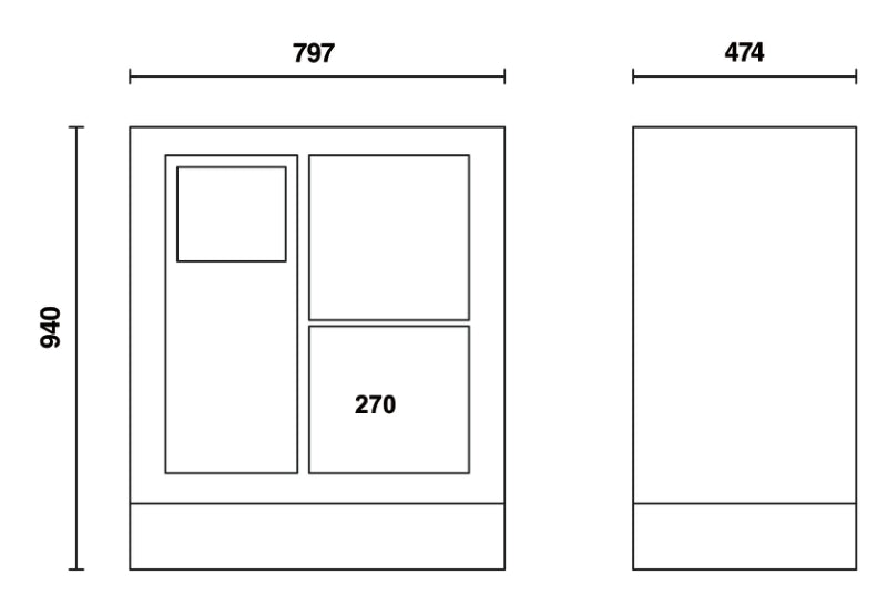 Fixed Service Module with Waste Bin, Paper Roll Compartment, 305x270mm Storage Drawer - BetaRSC55 C55MS - Image 3