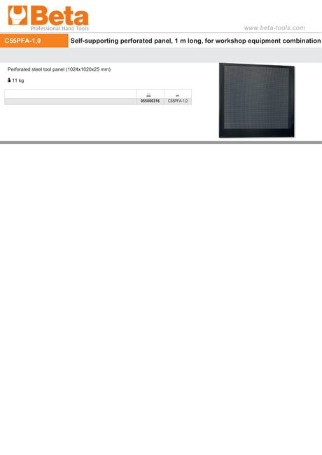Self-Supporting Perforated Steel Tool Panel, 1024x1020x25mm - BetaRSC55 C55PFA-1,0 - Image 2