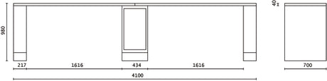 Double 4m Workbench with Central Leg, Shockproof PVC Worktop, Built-In Sockets, Hose Reel, Adjustable Feet, 4100x700mm - BetaRSC55 C55PRO-BG/D4 - Image 2