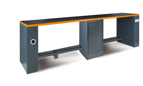 Double 4m Workbench with Central Leg, Shockproof PVC Worktop, Built-In Sockets, Hose Reel, Adjustable Feet, 4100x700mm - BetaRSC55 C55PRO-BG/D4 - Image 1