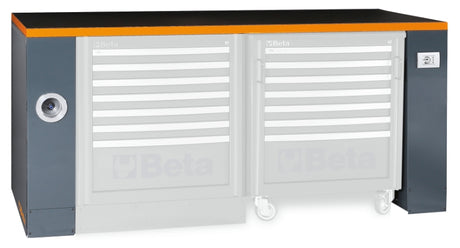 2m Workbench with Shockproof PVC Worktop, Built-In Sockets, Hose Reel, Adjustable Feet, 2050x700mm - BetaRSC55 C55PRO BG/2 - Image 2
