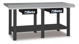 Workbench with Painted Sheet Metal Worktop, 1200kg Capacity, Lockable Drawers - Beta Tools C56-R - Image 2