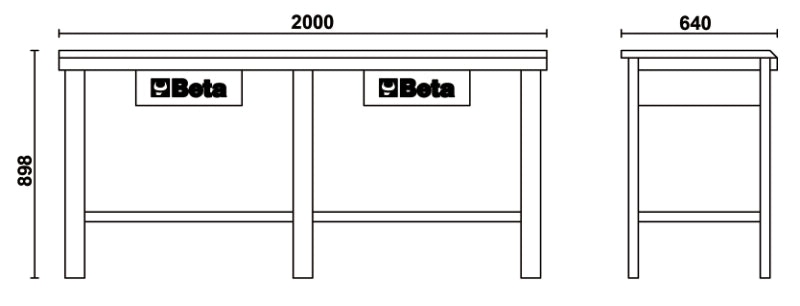 Workbench with Painted Sheet Metal Worktop, 1200kg Capacity, Lockable Drawers - Beta Tools C56-R - Image 5