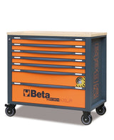 Mobile Roller Cab 7 Drawers Wood Worktop Anti-Tilt System Long Model 1100kg Capacity - Beta Tools RSC24AXLP/7-R - Image 1