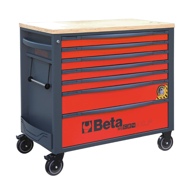 Mobile Roller Cab 7 Drawers Wood Worktop Anti-Tilt System Long Model 1100kg Capacity - Beta Tools RSC24AXLP/7-R - Image 4