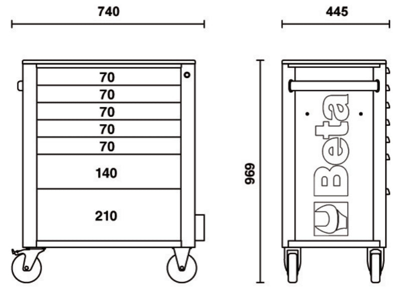 Mobile Roller Cab 7 Drawers Anti-Tilt System Reinforced Worktop 800kg Capacity - Beta Tools RSC24A/7-A - Image 3