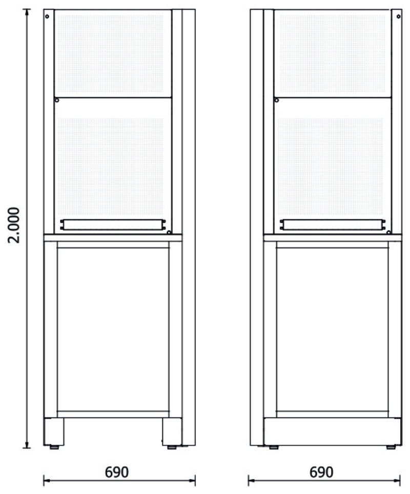Self-Supporting Complete Corner for RSC50, 630x630mm Worktop, Shockproof PVC Coat, Includes 2 Lower Panels 650x625mm, 2 Upper Panels 650x400mm, Complete Framework - BetaRSC50 RSC50 AC-G - Image 3
