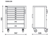 Mobile Roller Cabinet with 8 Drawers for RSC50, 588x367mm, Swivel Castors, Central Lock - BetaRSC50 RSC50 C8 - Image 2