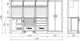 Workshop Equipment Combination RSC50 with 2.240mm Worktop, Drawers, Roller Cab, and Tool Panels - BetaRSC50 RSC50 G - Image 3