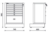 Fixed Module with 7 Drawers for RSC50, 588x367mm, Central Lock, Adjustable Feet - BetaRSC50 RSC50 M7 - Image 2