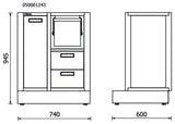 Fixed Service Module for RSC50 with Waste Bin, Paper Roll Compartment, 2 Drawers 310x370mm, Adjustable Feet - BetaRSC50 RSC50 MS-2C - Image 4