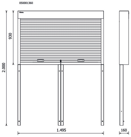 Tool Wall System with Shutter for RSC50, Adjustable Aluminium Shutter, Removable Perforated Panels, Includes Framework - BetaRSC50 RSC50 PS - Image 2